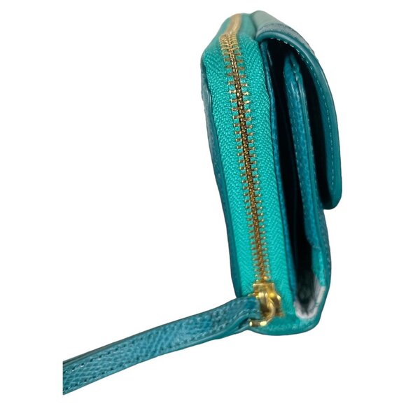 VERA BRADLEY Ultimate Wristlet, Ikat Diamonds Teal, Genuine Leather - Picture 6 of 6